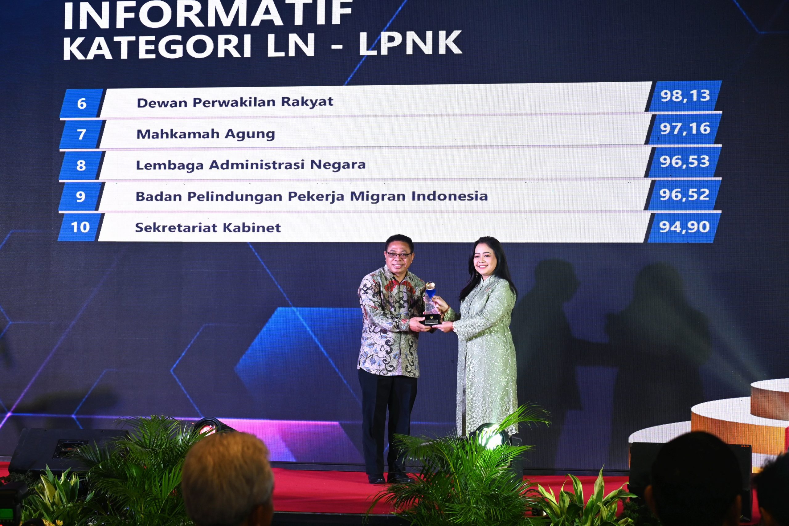 Kepala Badan Keahlian DPR RI Inosentius Samsul mewakili Sekretariat Jenderal DPR RI saat menerima Anugerah Keterbukaan Informasi Publik Tahun 2022 oleh Komisi Informasi Pusat (KI Pusat) Republik Indonesia di Tangerang, Banten, Kamis (14/12/2022).
