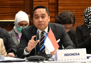 Wakil Ketua Badan Kerja Sama Antar-Parlemen (BKSAP) DPR RI Putu Supadma Rudana dalam forum Standing Committee on Social and Cultural Affairs dalam Sidang Pleno APA ke-14 di Baku, Azerbaijan, Jumat (24/2/2024). Foto: Bianca/Man.