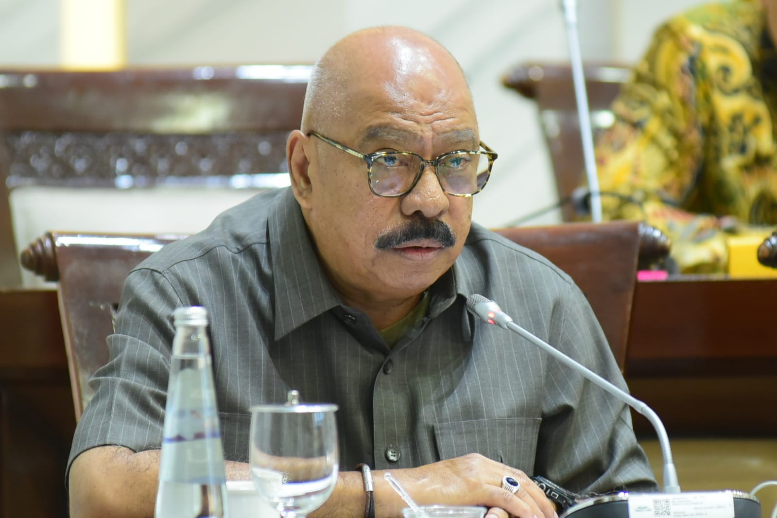 Anggota Komisi XI DPR RI, Melchias Markus Mekeng dalam rapat kerja di Gedung Nusantara I, DPR RI, Senayan, Jakarta, Senin (24/2/2025). Foto : Oji/Andri.