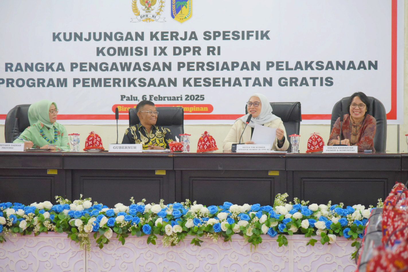 Wakil Ketua Komisi IX DPR RI, Nihayatul Wafiroh, saat memimpin Kunjungan Kerja Spesifik Tim Komisi IX DPR RI ke Palu, Sulawesi Tengah, Kamis (6/2/2025). Foto: Aisyah/vel.