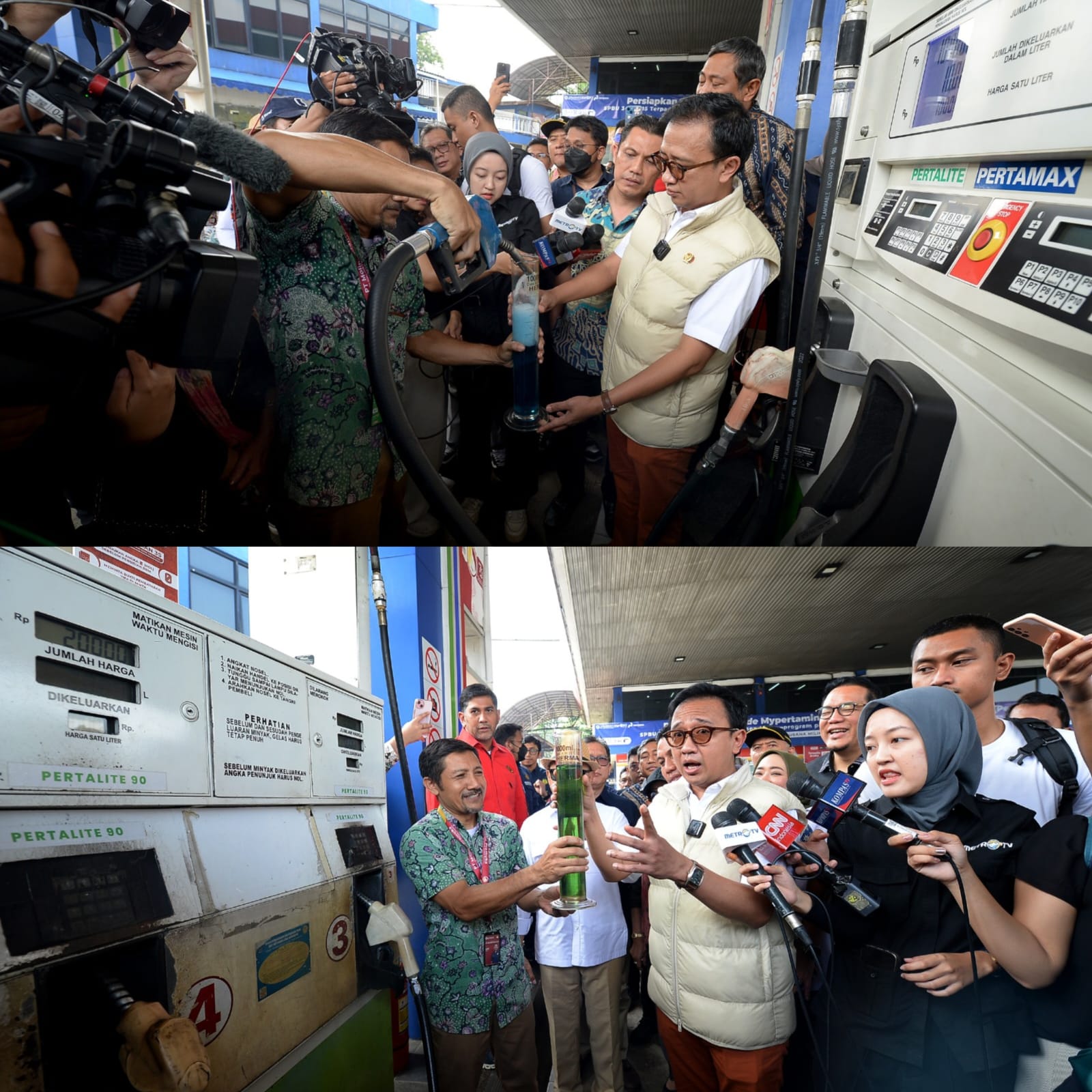 Wakil Ketua Komisi XII DPR RI, Bambang Haryadi, beserta tim, saat sidak ke Stasiun Pengisian Bahan Bakar Umum (SPBU) Pertamina Cibubur, Jakarta Timur, Kamis (27/2/2025). Foto: Runi/vel.