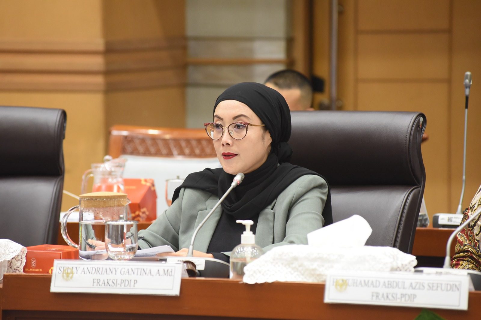 Anggota Komisi VIII DPR RI Selly Andriany Gantina, saat mengikuti Rapat Dengar Pendapat Umum (RDPU) dengan Perkumpulan Guru Impassing Nasional (PGIN) di Nusantara II, Senayan, Jakarta, Senin (24/2/2025). Foto: Arief/vel.
