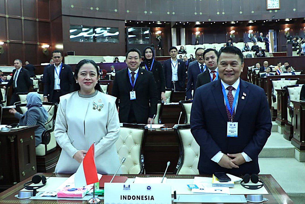 Ketua Badan Kerja Sama Antar-Parlemen (BKSAP) DPR RI, Mardani Ali Sera dalam Sidang Umum Asian Parliamentary Assembly (APA) ke-15 yang berlangsung di Baku, Azerbaijan, Selasa (19/2/2025). Foto : Ist/Andri.