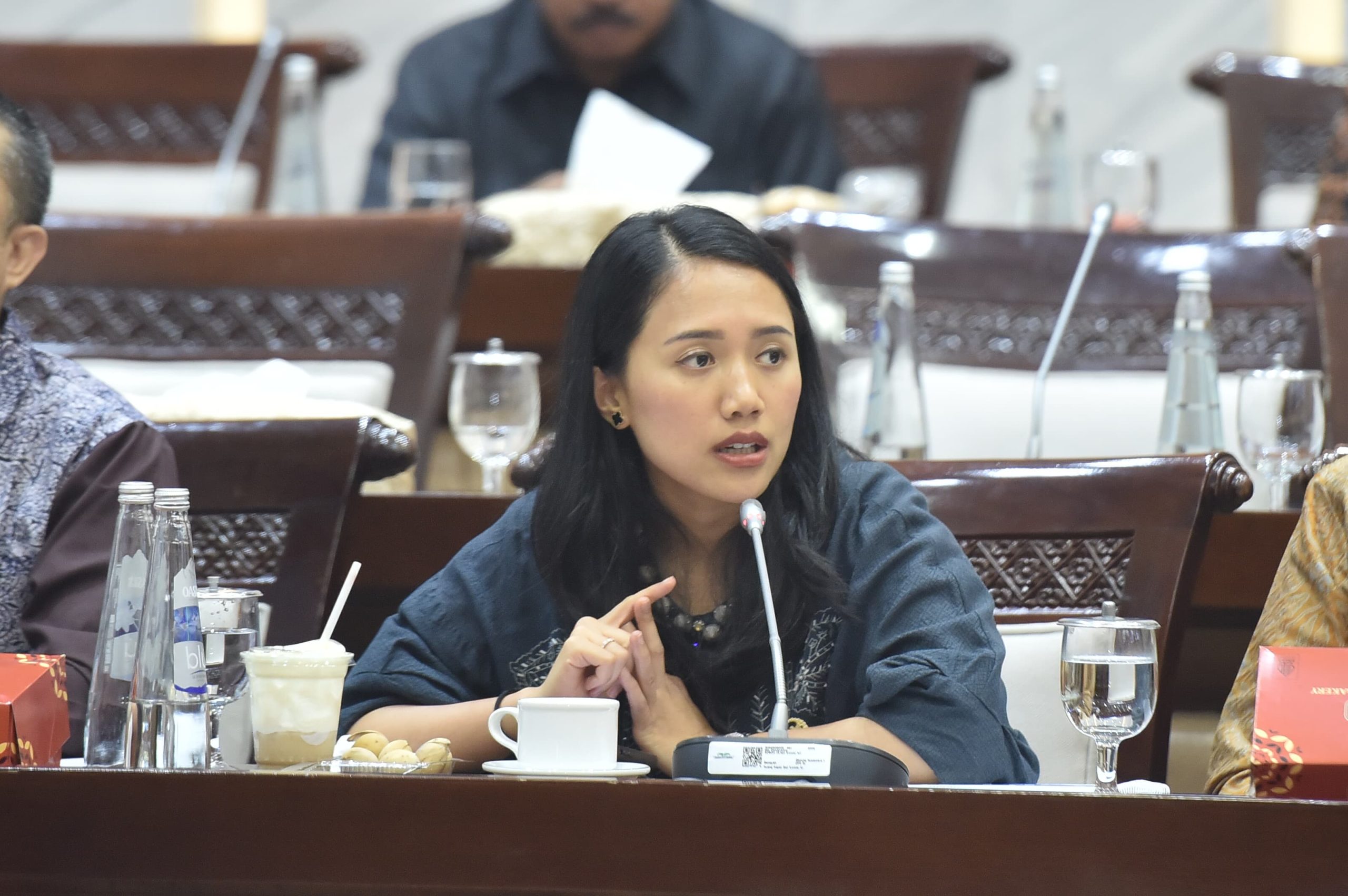 Anggota Komisi XI DPR RI Puteri Komarudin, saat mengikuti Rapat Dengar Pendapat (RDP) Komis XI bersama Dirut BPDP Eddy Abdurrachman, di Ruang Rapat Kerja Komisi XI, Gedung Nusantara I, DPR RI, Senayan, Jakarta, Senin (17/2/2025). Foto: Azka/vel.
