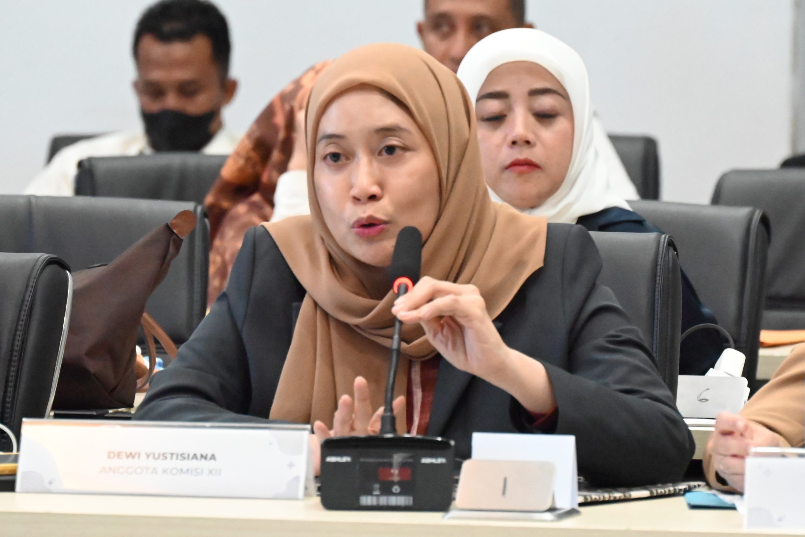 Anggota Komisi VII DPR RI, Dewi Yustisiana, saat Kunjungan Kerja Spesifik Komisi XII DPR RI ke TBBM Panjang Pertamina (Persero) dan PLN UID Lampung, Kecamatan Rajabasa, Kota Bandar Lampung, Provinsi Lampung, Rabu (12/3/2025). Foto: Saum/vel.