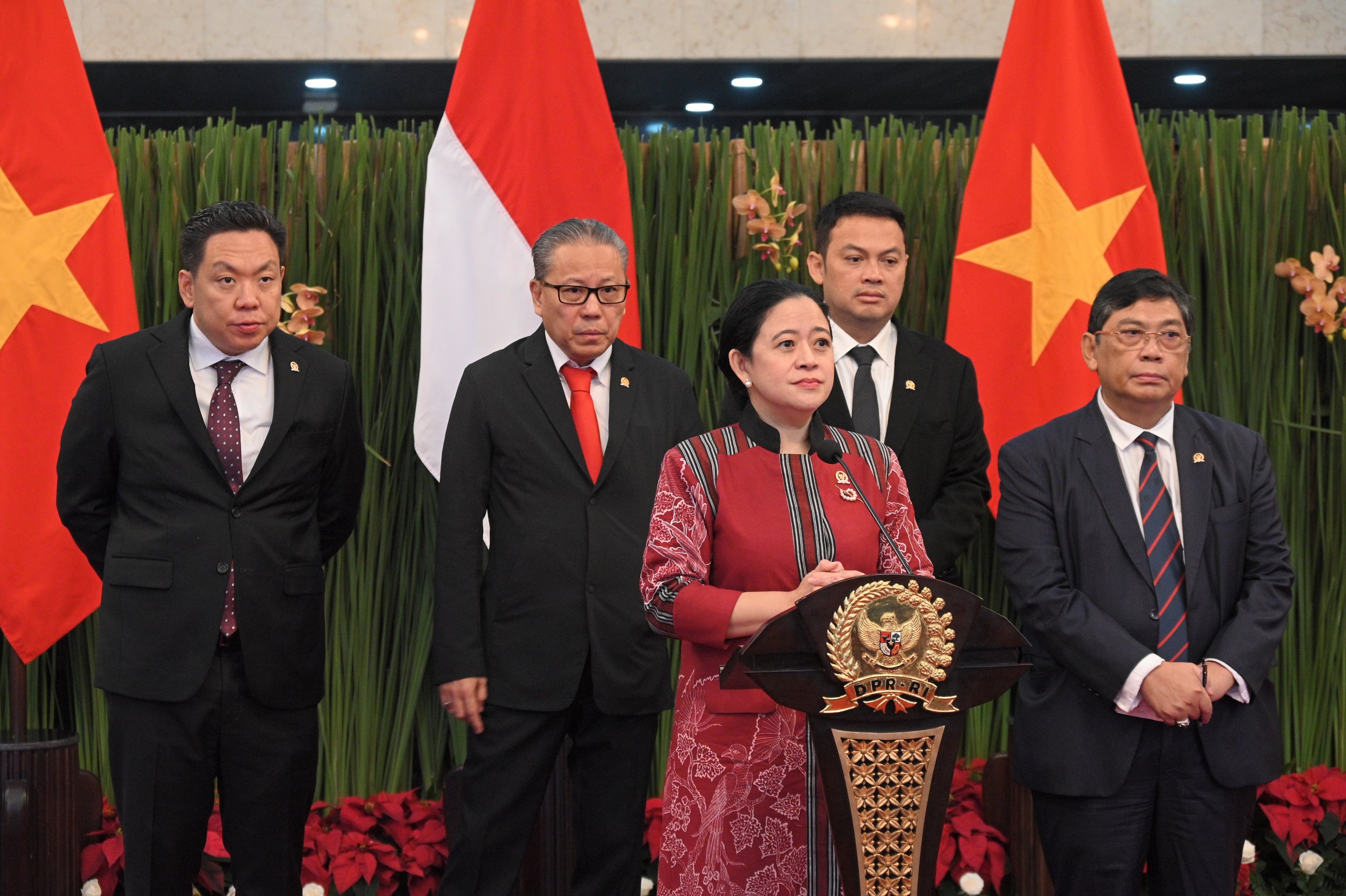 Ketua DPR RI Puan Maharani, dalam konferensi pers di Gedung Nusantara, Senayan, Jakarta, Selasa (11/3/2025). Foto: Farhan/vel.