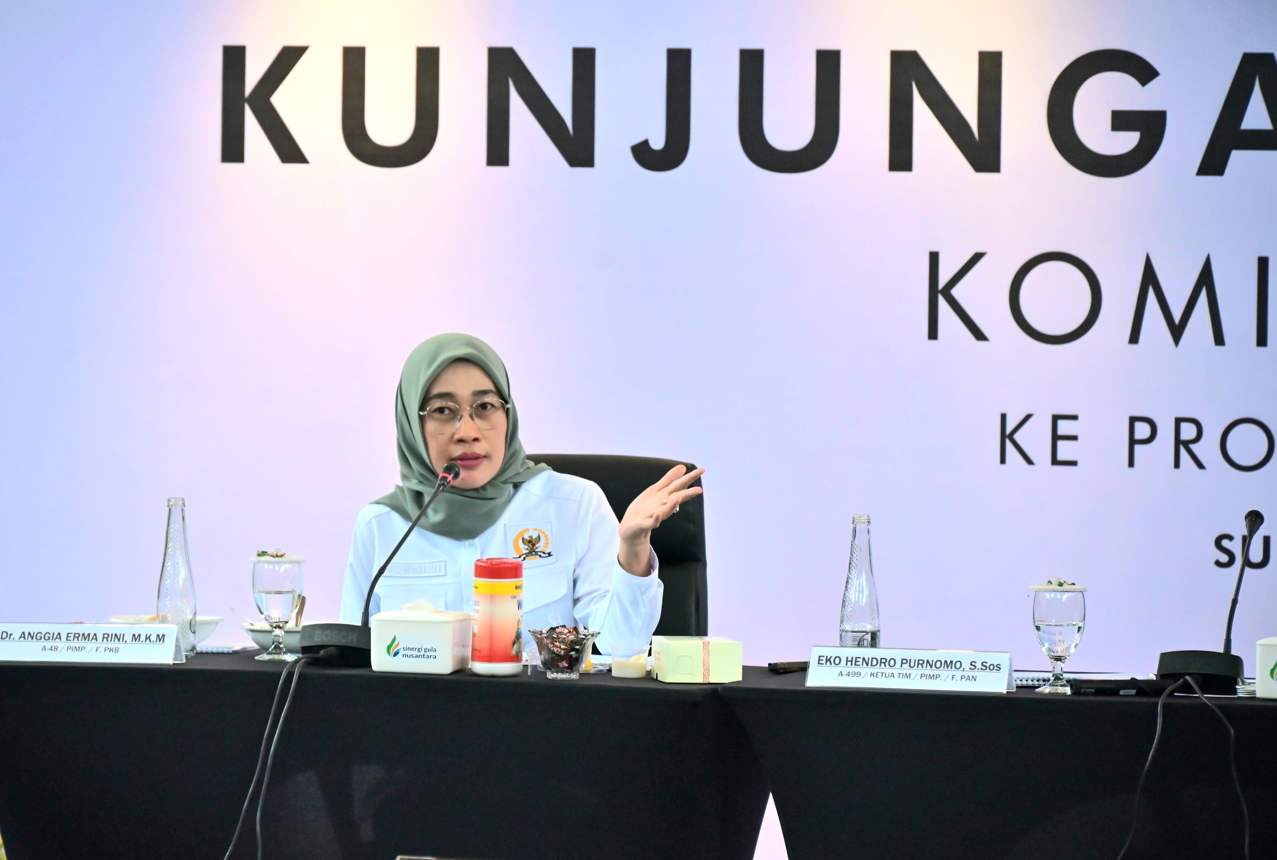 Ketua Komisi VI DPR RI Anggia Erma Rini, saat memimpin pertemuan dengan otoritas BUMN sektor perkebunan dan kehutanan di Surabaya, Kamis (10/4/2025). Foto: Husen/vel.