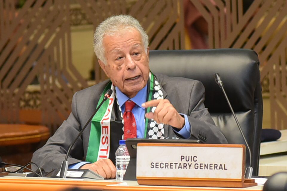 Kepala Delegasi Parlemen Palestina, Mohammad Mousa Subeih dalam rangkaian Konferensi ke-19 Persatuan Parlemen Negara-Negara Organisasi Kerja Sama Islam (OKI) atau Parliamentary Union of the OIC Member States (PUIC) yang digelar di Kompleks Parlemen, Senayan, Jakarta, pada 12-15 Mei 2025. Foto : Oji/Andri.