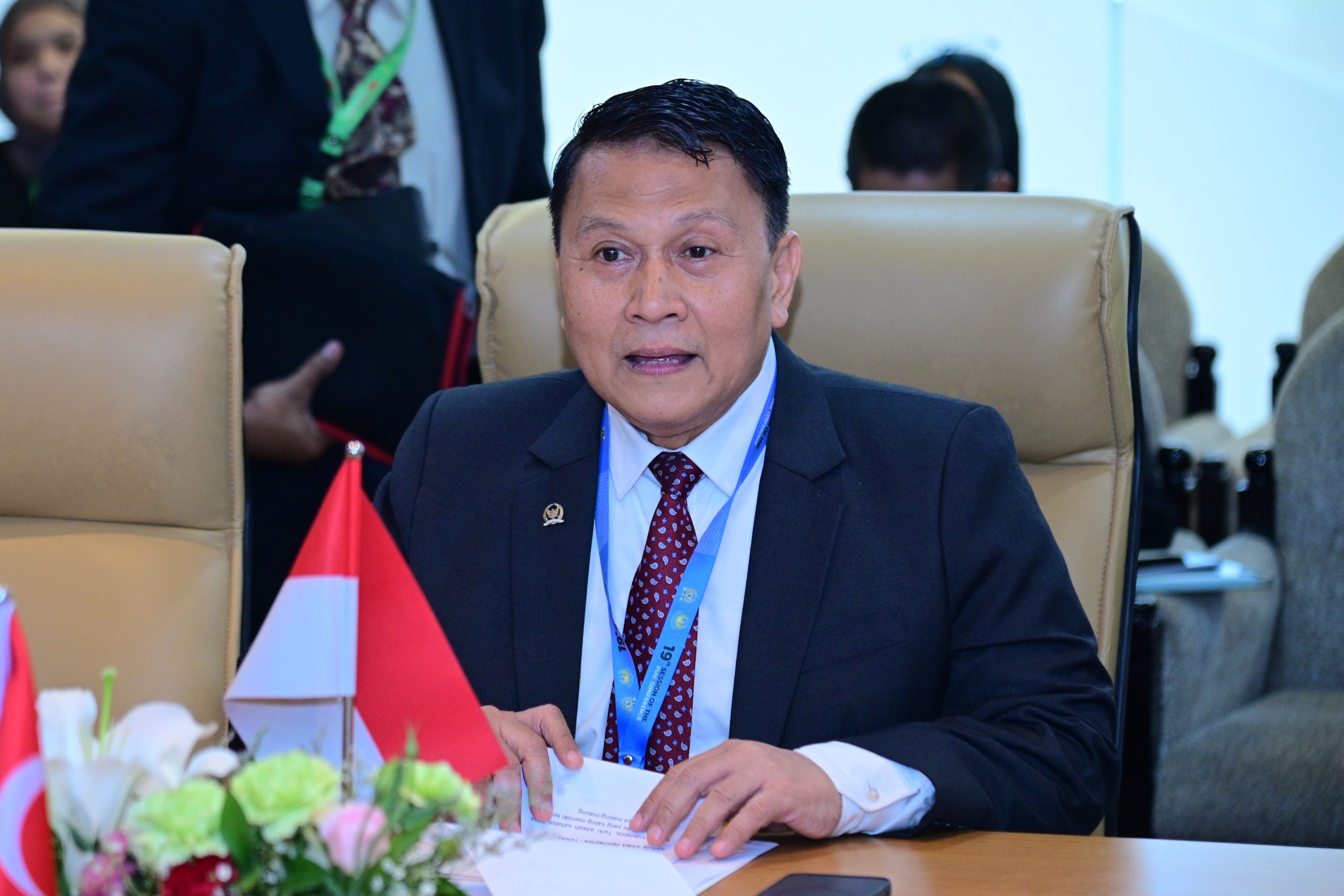 Ketua Badan Kerja Sama Antar-Parlemen (BKSAP) DPR RI Mardani Ali Sera dalam Pertemuan Bilateral (Bilateral Meeting) antara BKSAP DPR RI dan Delegasi Parlemen Turki, yang menjadi bagian dari rangkaian Konferensi ke-19 Persatuan Parlemen Negara-Negara Anggota Organisasi Kerja Sama Islam (OKI) atau PUIC, di Gedung Nusantara, DPR RI, Senayan, Jakarta, Selasa (13/5/2025). Foto : Farhan/Andri.