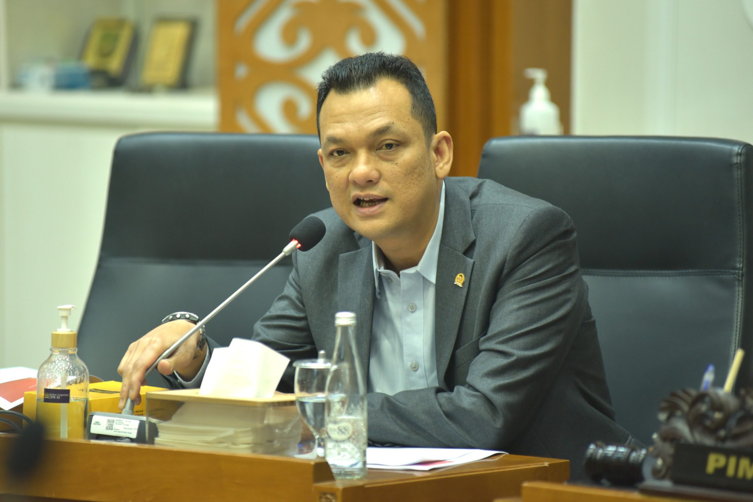 Wakil Ketua Badan Legislasi (Baleg) DPR RI, Martin Manurung, saat Rapat Dengar Pendapat Umum (RDPU) Badan Legislasi DPR RI dengan Koalisi Masyarakat Sipil, JALA PRT, dan Koalisi Mahasiswa Indonesia di Kompleks Parlemen Senayan, Jakarta, Senin (5/5/2025). Foto: Geraldi/vel.