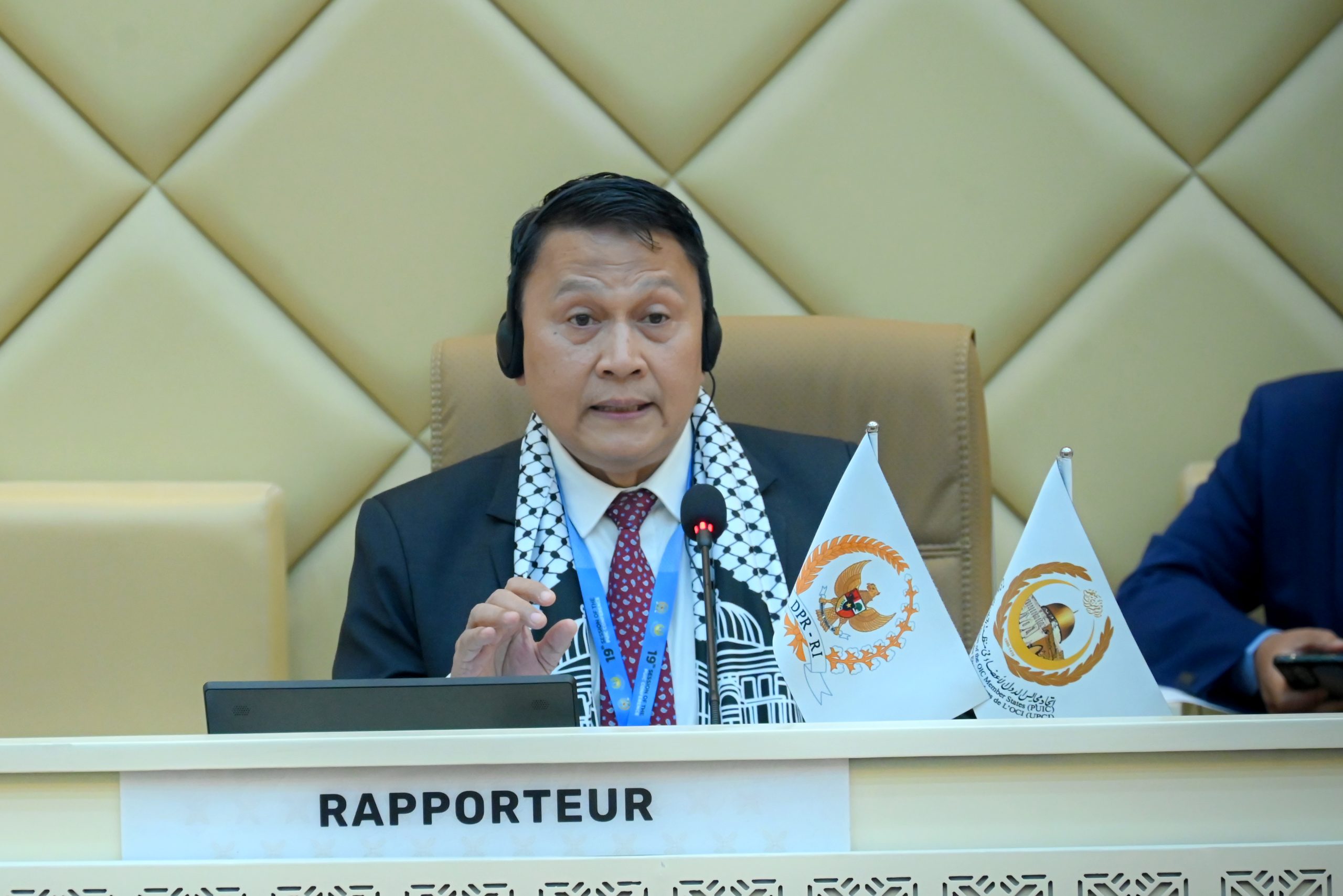 Ketua Badan Kerja Sama Antar-Parlemen (BKSAP) DPR RI, Mardani Ali Sera dalam Konferensi Parlemen Negara-Negara Anggota Organisasi Kerja Sama Islam (PUIC) ke-19 di Gedung Nusantara, Senayan, Jakarta, Selasa (13/5/2025). Foto: Tari/Andri.