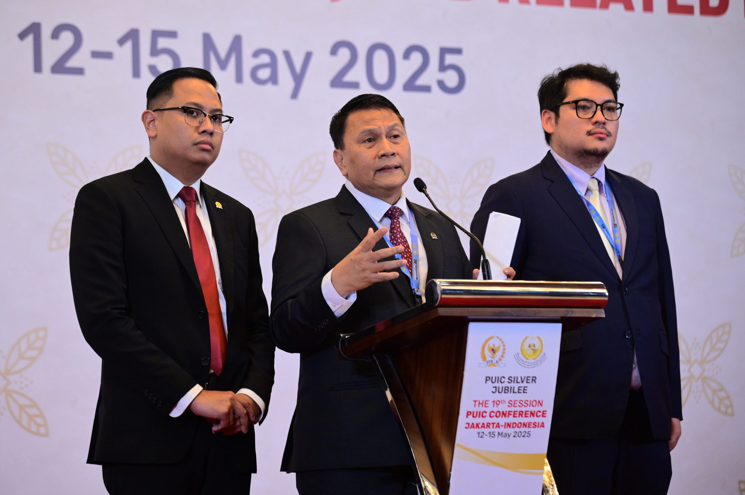 Ketua Badan Kerja Sama Antar-Parlemen (BKSAP) DPR RI, Mardani Ali Sera saat Konferensi ke-19 PUIC yang diselenggarakan pada tanggal 12-15 Mei 2025 di Gedung DPR RI, Senayan, Jakarta. Foto : Farhan/Andri.