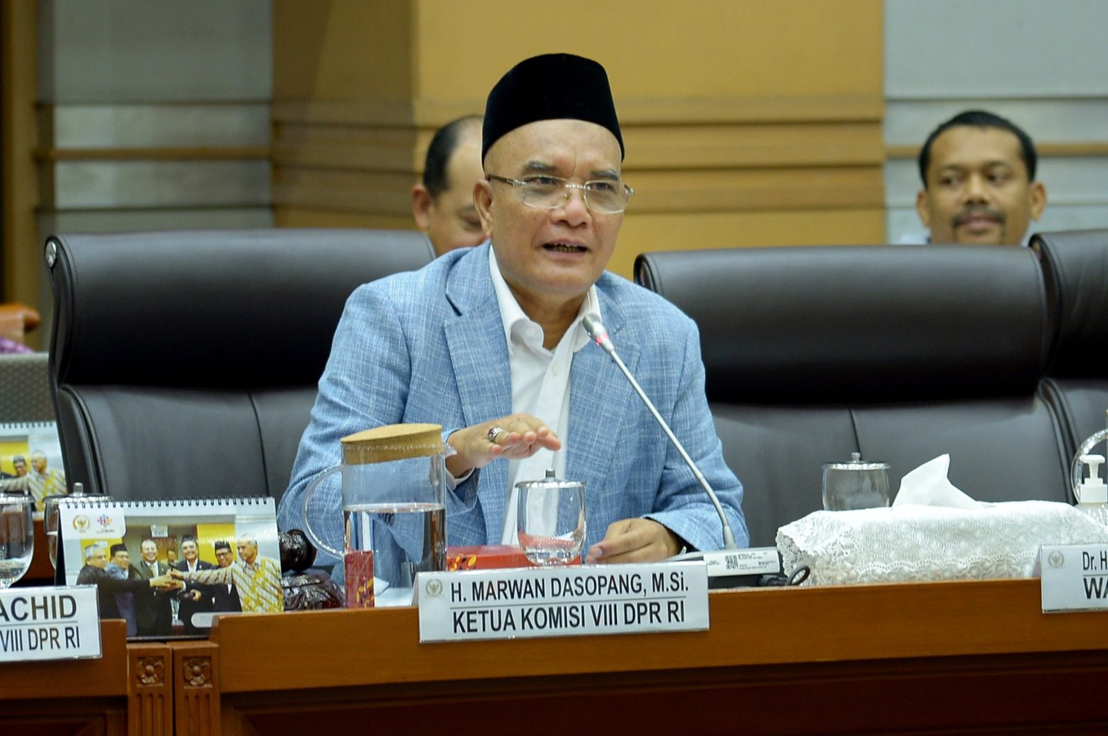 Ketua Komisi VIII DPR RI, Marwan Dasopang saat Rapat Dengar Pendapat (RDP) bersama Direktorat Jenderal Penyelenggaraan Haji dan Umrah (PHU) Kementerian Agama RI di Nusantara II, Senayan, Jakarta, Senin (19/5/2025). Foto : Runi/Andri.