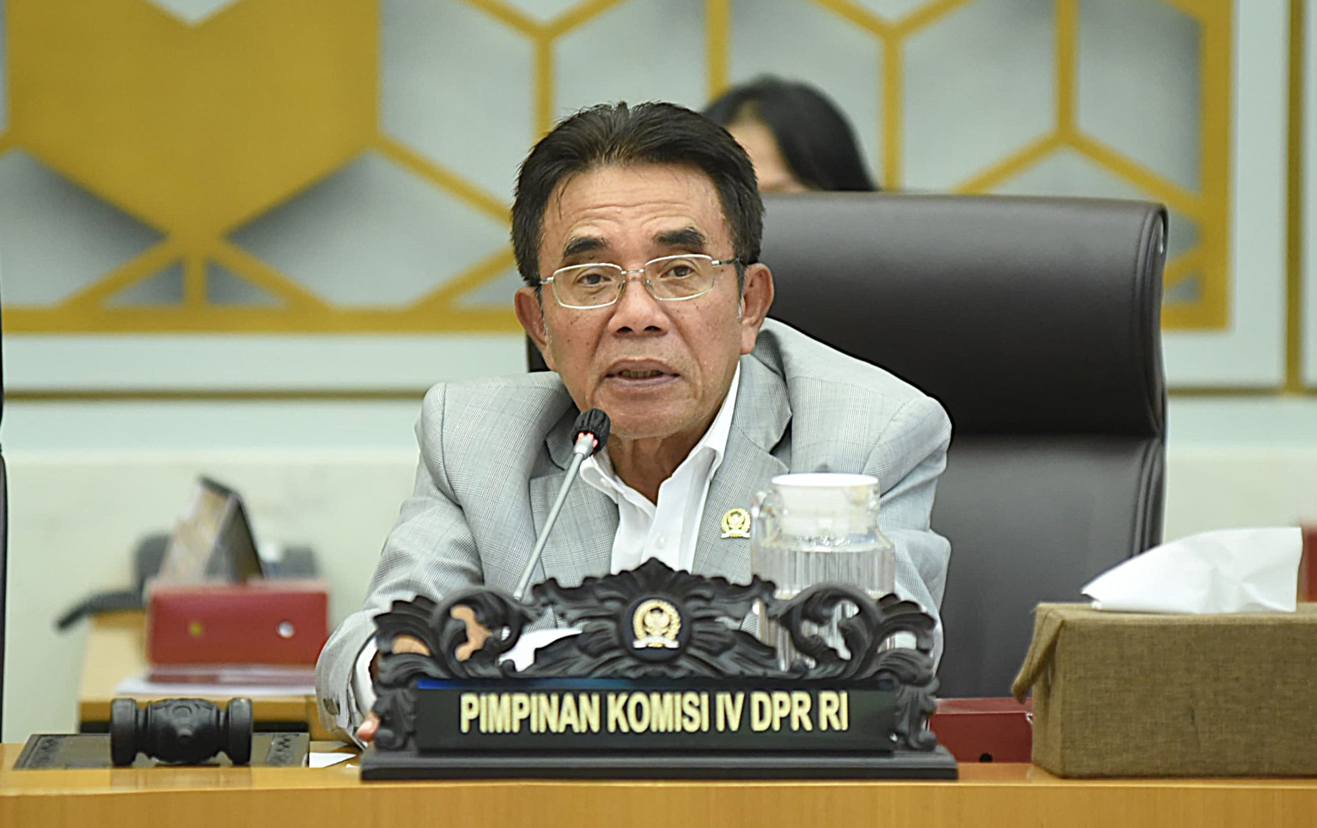 Wakil Ketua Komisi IV DPR RI, Panggah Susanto dalam Rapat Kerja Komisi IV DPR RI bersama Menteri Kelautan dan Perikanan di Gedung DPR RI, Senayan, Rabu (2/7/2025). Foto : Jaka/Andri.