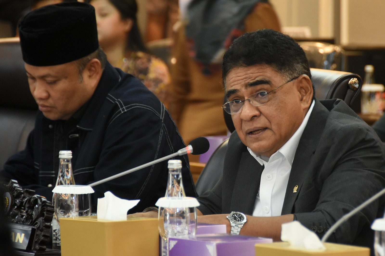 Wakil Ketua Komisi XIII DPR RI Andreas Hugo Pareira dalam Rapat Kerja Komisi XIII dengan Menteri HAM di Gedung Nusantara II, DPR RI, Senayan, Jakarta, Rabu (16/7/2025). Foto: Runi/vel.