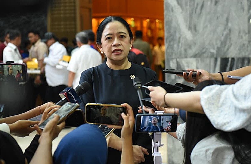 Ketua DPR RI Puan Maharani saat doorstop dengan wartawan di Gedung DPR RI, Kompleks Parlemen, Senayan, Jakarta, Senin (22/9/2025). Foto : Jaka/Andri.