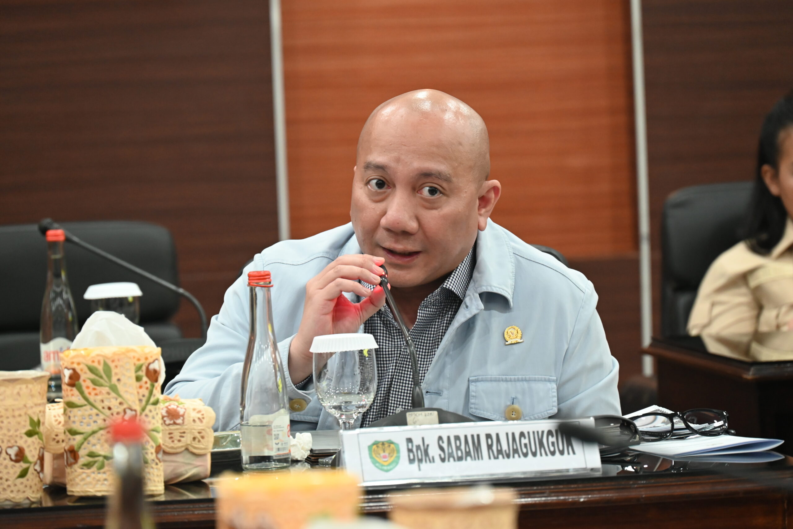 Anggota Komisi I DPR RI, Sabam Rajagukguk, dalam Kunjungan Kerja Reses Komisi I DPR RI ke Kota Bandung. Foto: Nadhen/vel.
