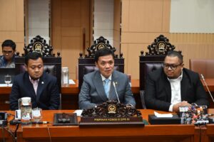 Ketua Komisi III DPR RI, Habiburokhman, saat konferensi pers di Ruang Rapat Komisi III, Nusantara II, Senayan, Jakarta, Selasa (18/11/2025). Foto: Mahendra/vel.