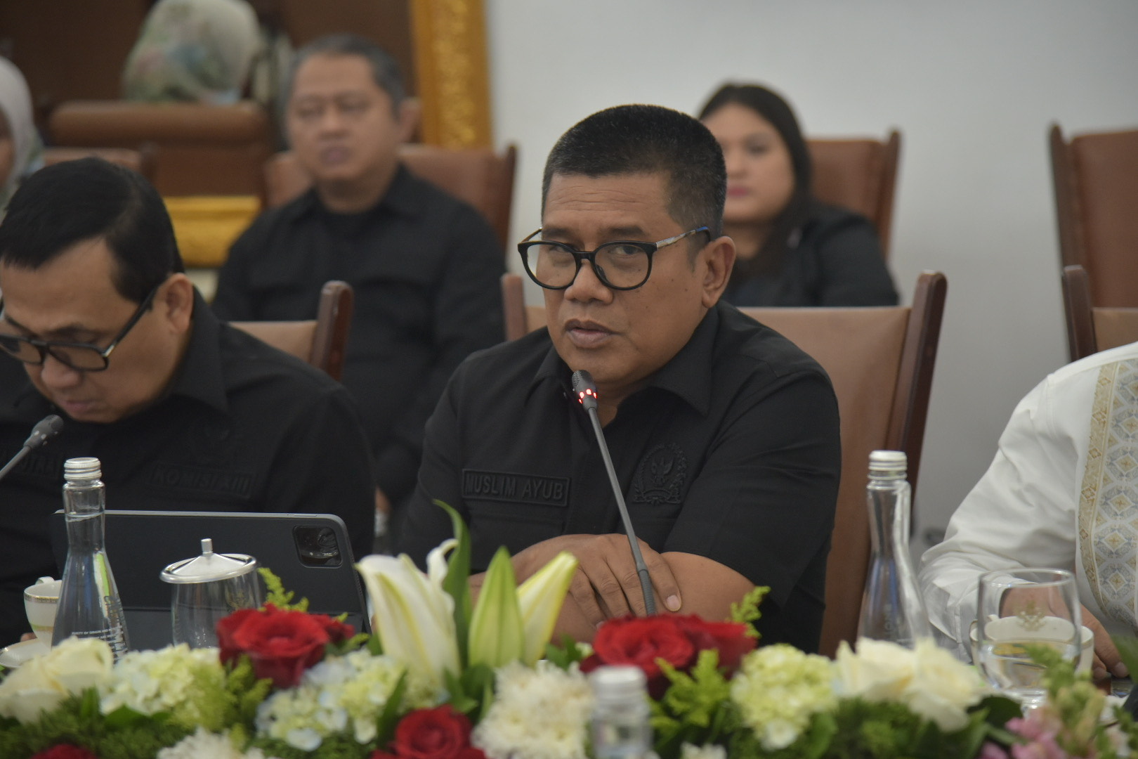 Anggota Komisi XIII DPR RI Muslim Ayub saat mengikuti pertemuan Kunker Spesifik Komisi XIII DPR RI ke Istana Kepresidenan Bogor, Kamis, (6/11/2025). Foto: Ubed/vel