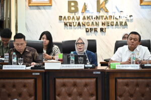 Kepala Biro Perencanaan dan Organisasi, Dewi Pusporini, saat Forum Konsultasi Publik (FKP) dalam rangka penyusunan Revisi Standar Pelayanan Informasi Publik, di Ruang Rapat BAKN, Rabu (26/11/2025). Foto: Karisma/vel.