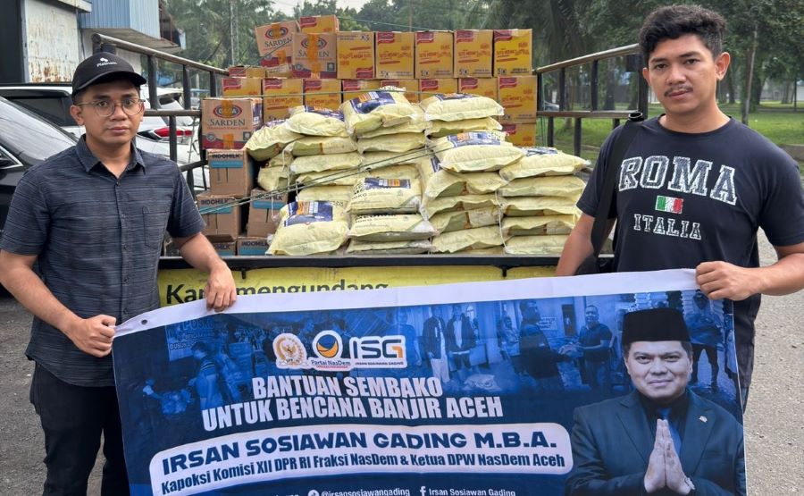 Bantuan paket sembako yang dikirim oleh Anggota DPR RI Dapil Aceh II, Irsan Sosiawan Gading, masyarakat terdampak banjir di Aceh. Foto: Ist/vel.