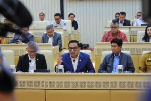 Ketua Komisi II DPR RI Rifqinizamy Karsayuda dalam konferensi pers di Ruang Rapat Komisi II. Foto: Sari/vel.