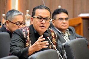 Anggota Badan Legislasi (Baleg) DPR RI, Umbu Kabunang Rudi Yanto Hunga dalam Rapat Panja RDPU Baleg DPR dengan pembahasan Rancangan Undang-Undang (RUU) Hak Cipta di Gedung Nusantata I, Jakarta, Selasa (2/12/2025). Foto : ArifmanAndri.