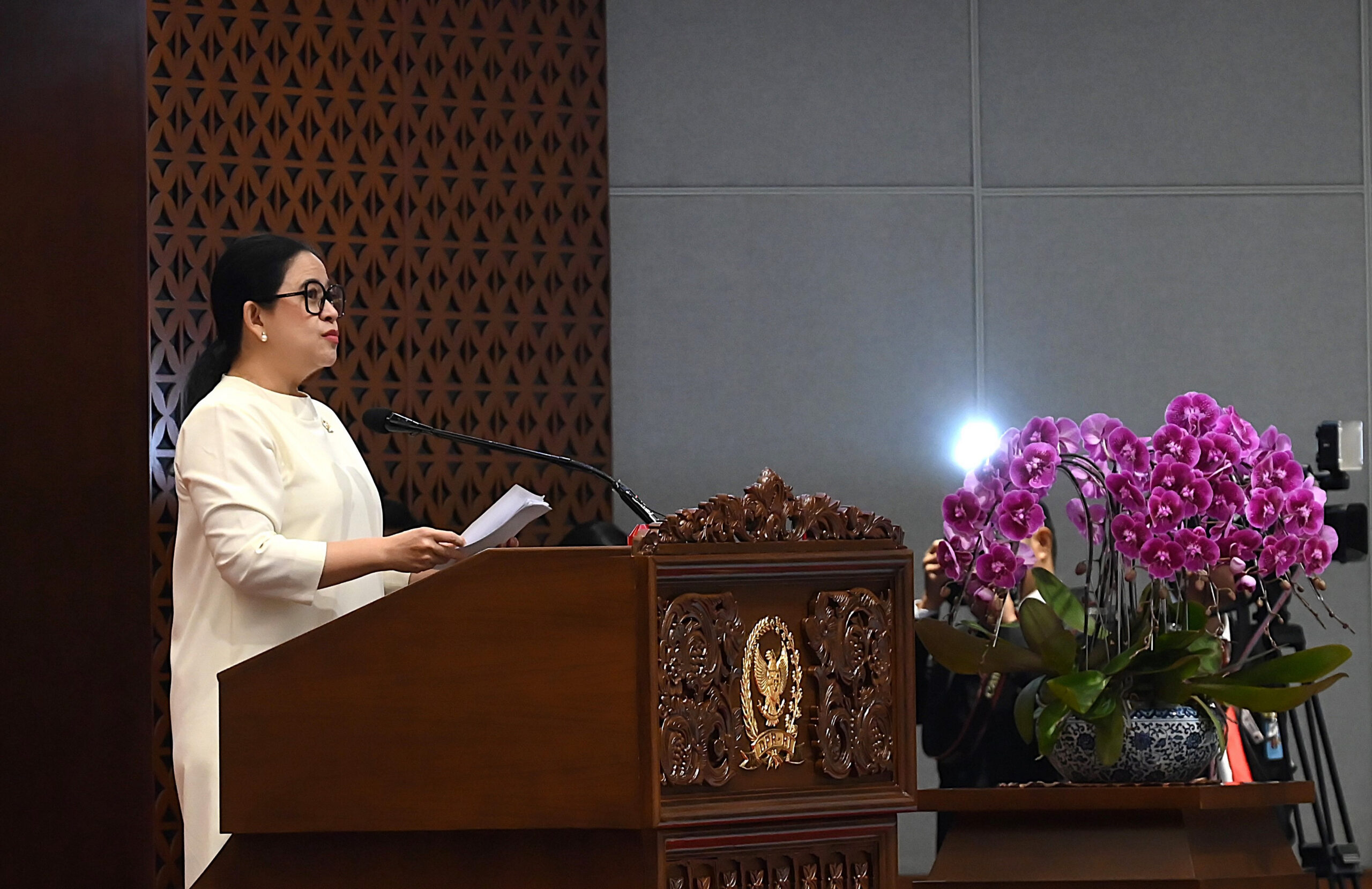Ketua DPR RI Puan Maharani membukaan Masa Persidangan III Tahun Sidang 2025-2026 digelar dalam Rapat Paripurna yang berlangsung di Gedung Nusantara II DPR RI, Senayan, Jakarta, Selasa (13/1/2026). Foto : Andhika/Andri.
