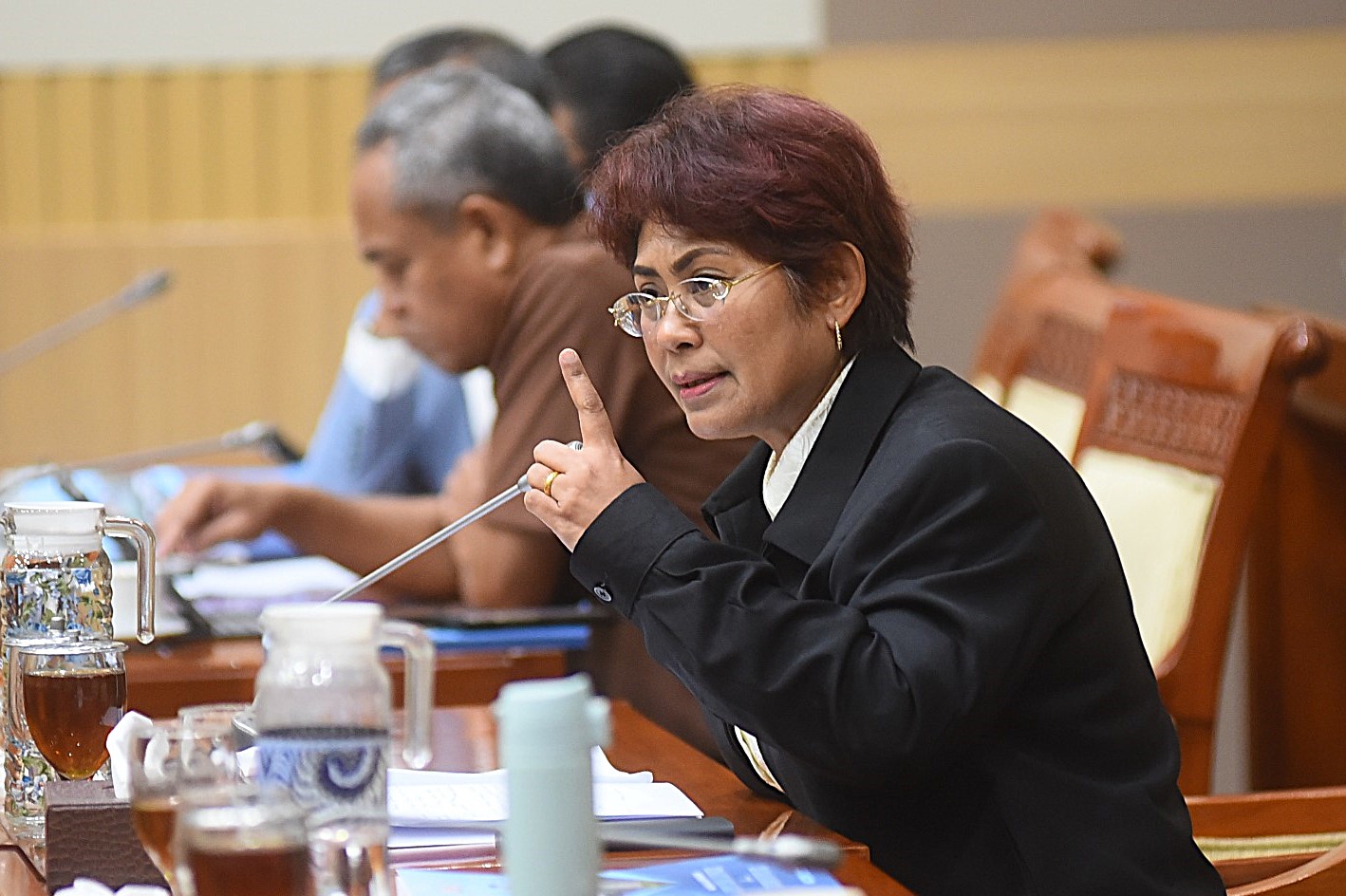 Anggota Komisi III DPR RI, Mercy Chriesty Barends dalam Rapat Kerja Komisi III DPR RI bersama Kapolri di Gedung Nusantara II, Senayan, Jakarta, Senin (26/1/2026). Foto : Devi/Andri.