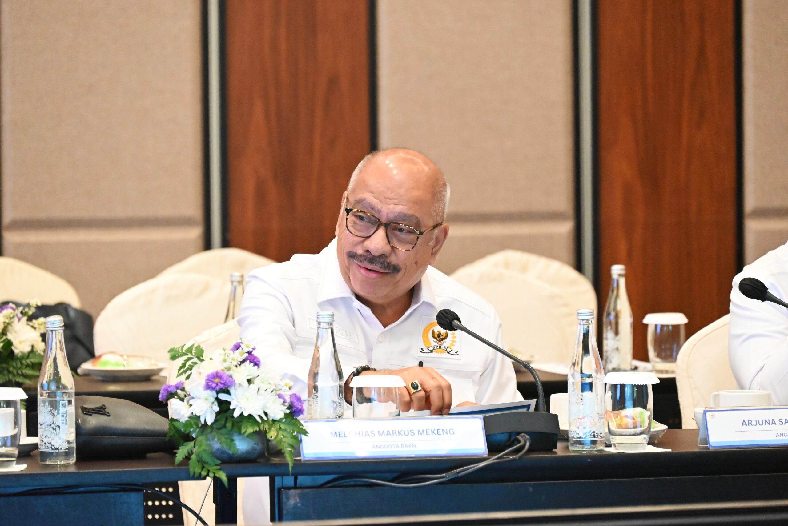 Anggota Badan Akuntabilitas Keuangan Negara (BAKN) DPR RI, Melchias Markus Mekeng, usai Kunjungan Kerja BAKN DPR RI di Bandung, Rabu (28/1/2026). Foto: Hal/Karisma