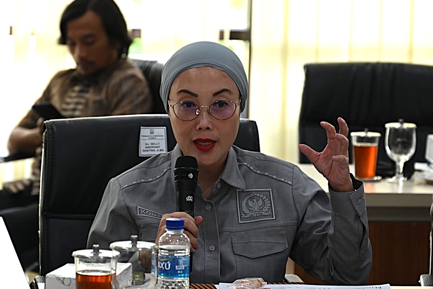 Anggota Komisi VIII DPR RI Selly Andriani Gantina saat kunjungan kerja spesifik Komisi VIII DPR RI ke Kantor Bupati Sleman, Daerah Istimewa Yogyakarta, Kamis (22/1/2026). Foto : Aha/Andri.