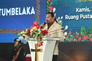 Anggota Komisi III DPR RI, Martin Daniel Tumbelaka saat menghadiri Perayaan Natal Persekutuan Doa Oikumene di Ruang Pustakaloka, Gedung Nusantara IV DPR RI, Kamis (15/1/2026). Foto: Karisma.