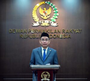 Anggota Komisi III DPR RI Rudianto Lallo secara daring di Gedung Sekretariat Jenderal DPR RI, Senayan, Jakarta, Kamis (26/2/2026). Foto: Mentari/Mahendra.