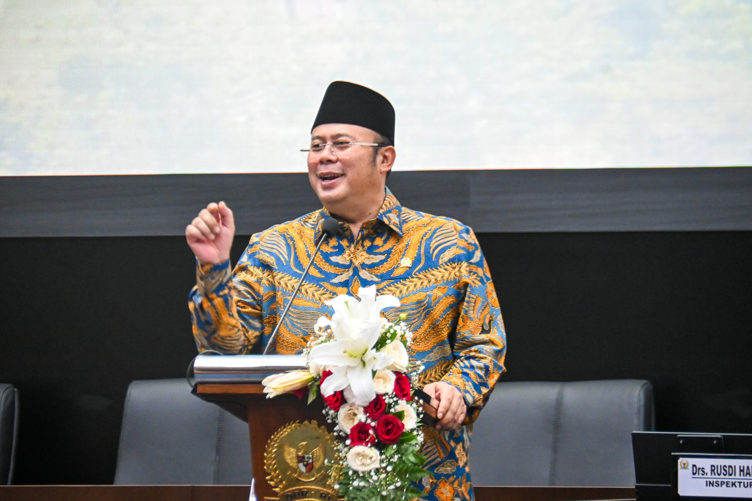 Wakil Ketua DPR RI Bidang Korkesra Cucun Ahmad Syamsurijal dalam acara Penataran Keparlemen kerja sama Badan Keahlian DPR RI dengan APHTN-HAN di Gedung Nusantara, DPR RI, Senayan, Jakarta, Jumat (6/2/2026). Foto : Rdn/Andri.