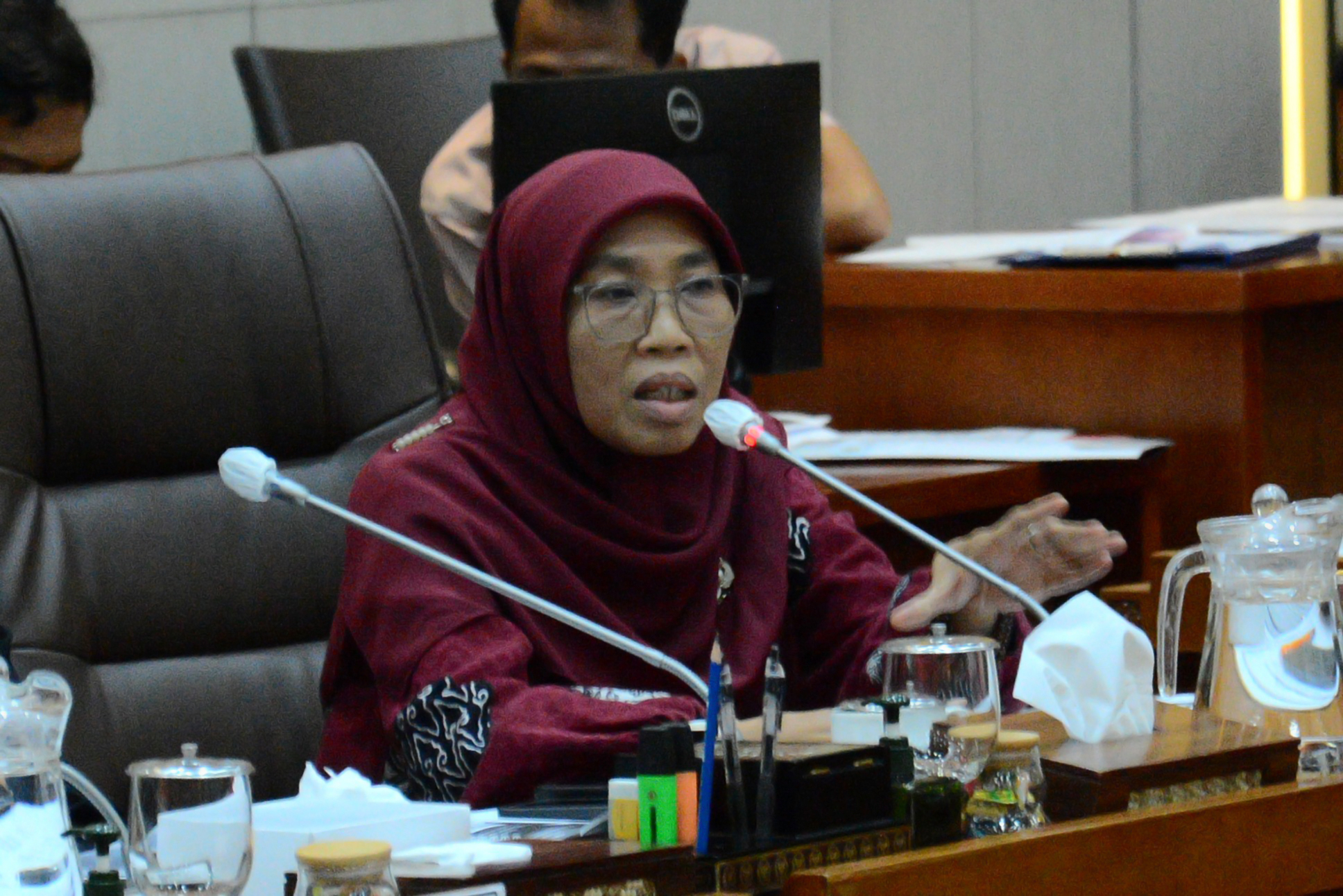 Anggota Komisi IX DPR RI Netty Prasetiyani, dalam Rapat Dengar Pendapat Umum (RDPU) Komisi IX DPR RI bersama perwakilan eks pekerja PT Merpati Nusantara Airlines (Persero) di Gedung Nusantara I, Senayan, Jakarta, Rabu (18/2/2026). Foto: Sari/Karisma