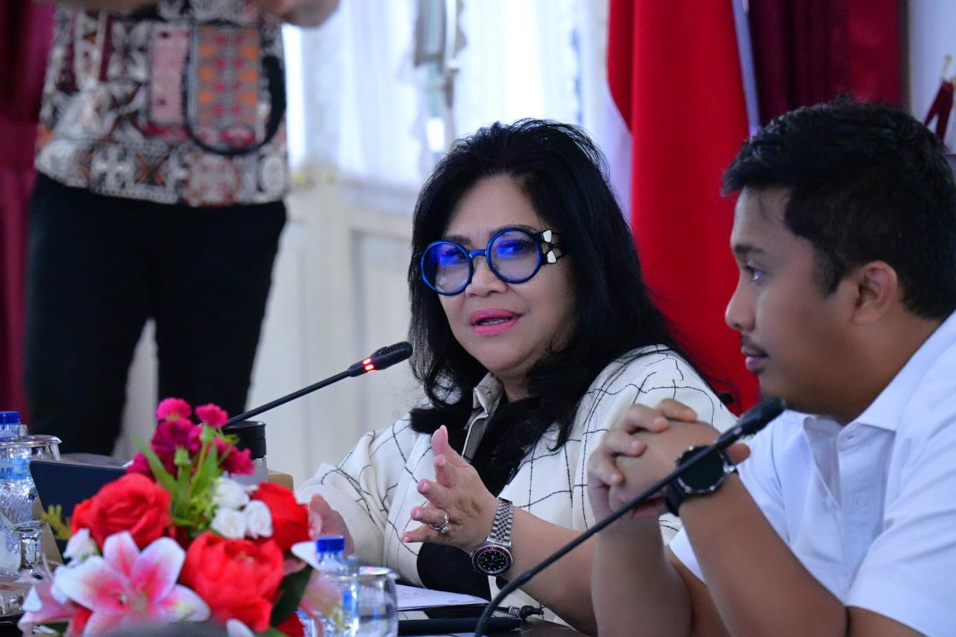 Wakil Ketua Komisi VII DPR RI Evita Nursanty saat kunjungan kerja spesifik Komisi VII DPR RI di Kediaman Gubernur Sumbar, Padang, Kamis (12/2/2026). Foto : Aha/Andri.