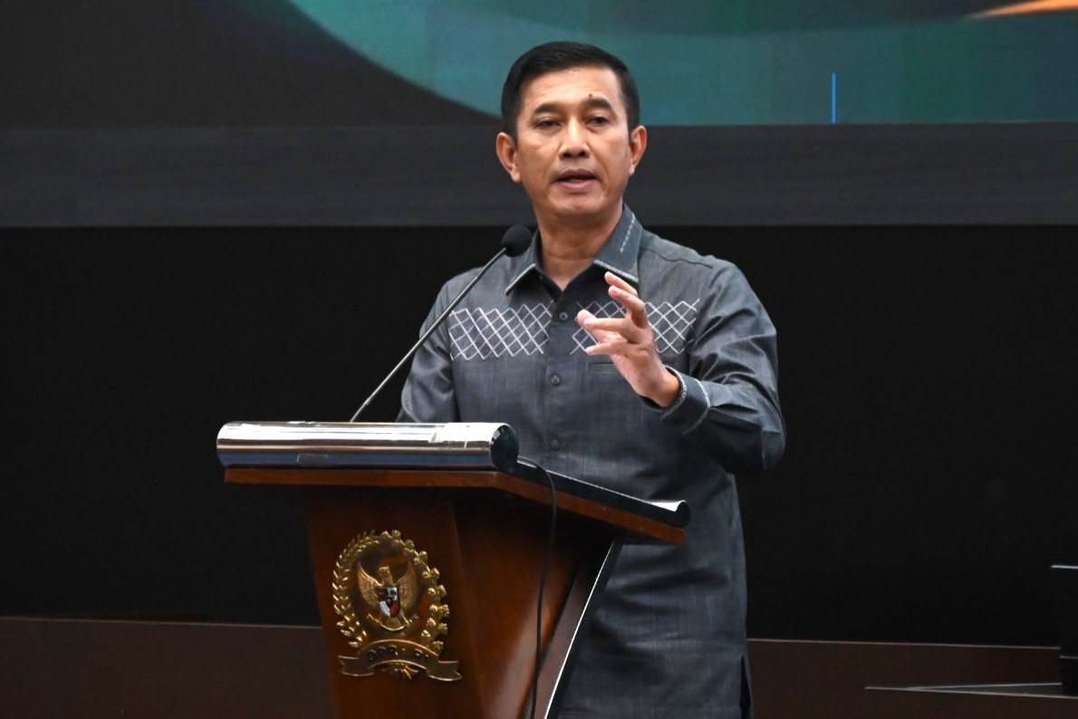 Inspektur Utama Setjen DPR RI, Rusdi Hartono dalam kegiatan sosialisasi internal di di Ruang Rapat Bamus, KK II, Senayan, Jakarta Senin, (23/2/2026). Foto: Merlyn/Mahendra