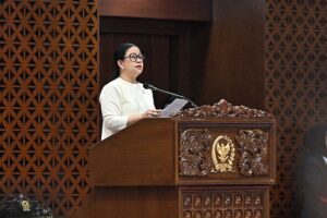 Ketua DPR RI Puan Maharani dalam Pidato Rapat Paripurna DPR RI ke-14 Penutupan Masa Persidangan III Tahun Sidang 2025-2026 di Gedung Nusantara II, Senayan, Jakarta, Kamis (19/2/2026). Foto : Farhan/Andri.
