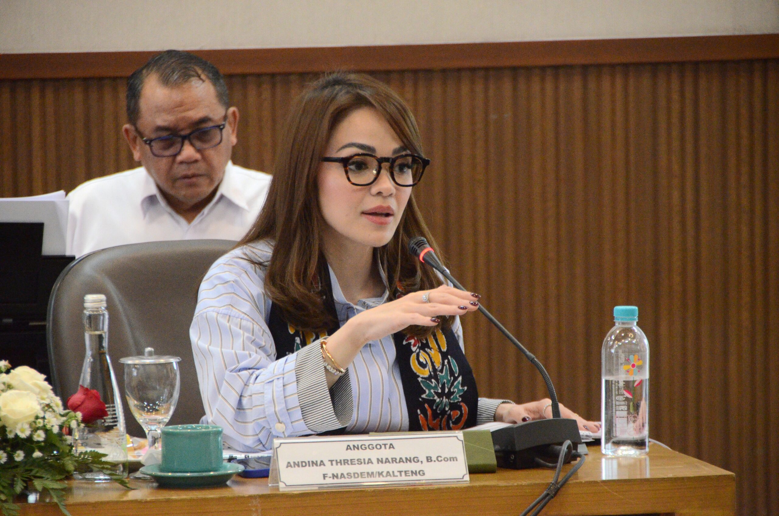 Anggota Komisi I DPR RI, Andina Thresia Narang, saat melakukan Kunjungan Kerja Komisi I DPR RI ke Markas Korem 083/BDJ di Kota Malang, Jawa Timur, Jumat (6/2/2026). Foto: Est/Karisma.