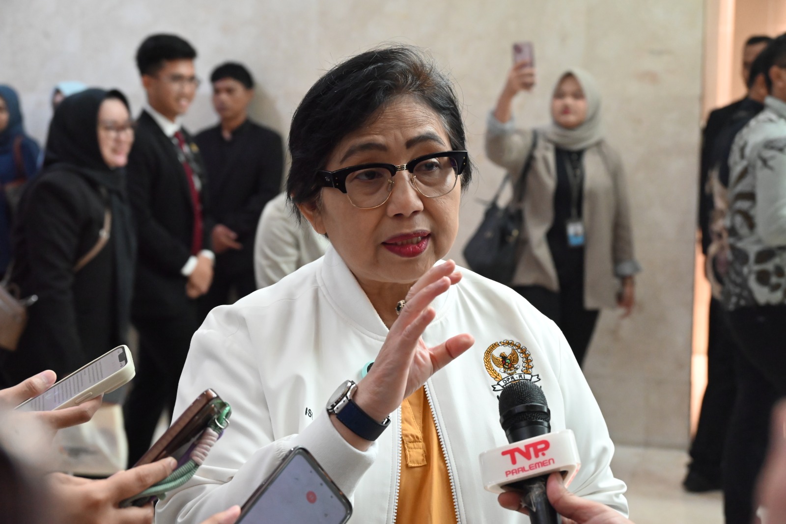 Anggota Komisi IX DPR RI Irma Suryani usai agenda Rapat Paripurna Ke-14 Penutupan Masa Sidang III Tahun Persidangan 2025-2026, di Komplek Senayan, Jakarta, Kamis (19/2/2026). Foto : Fahri/Andri.