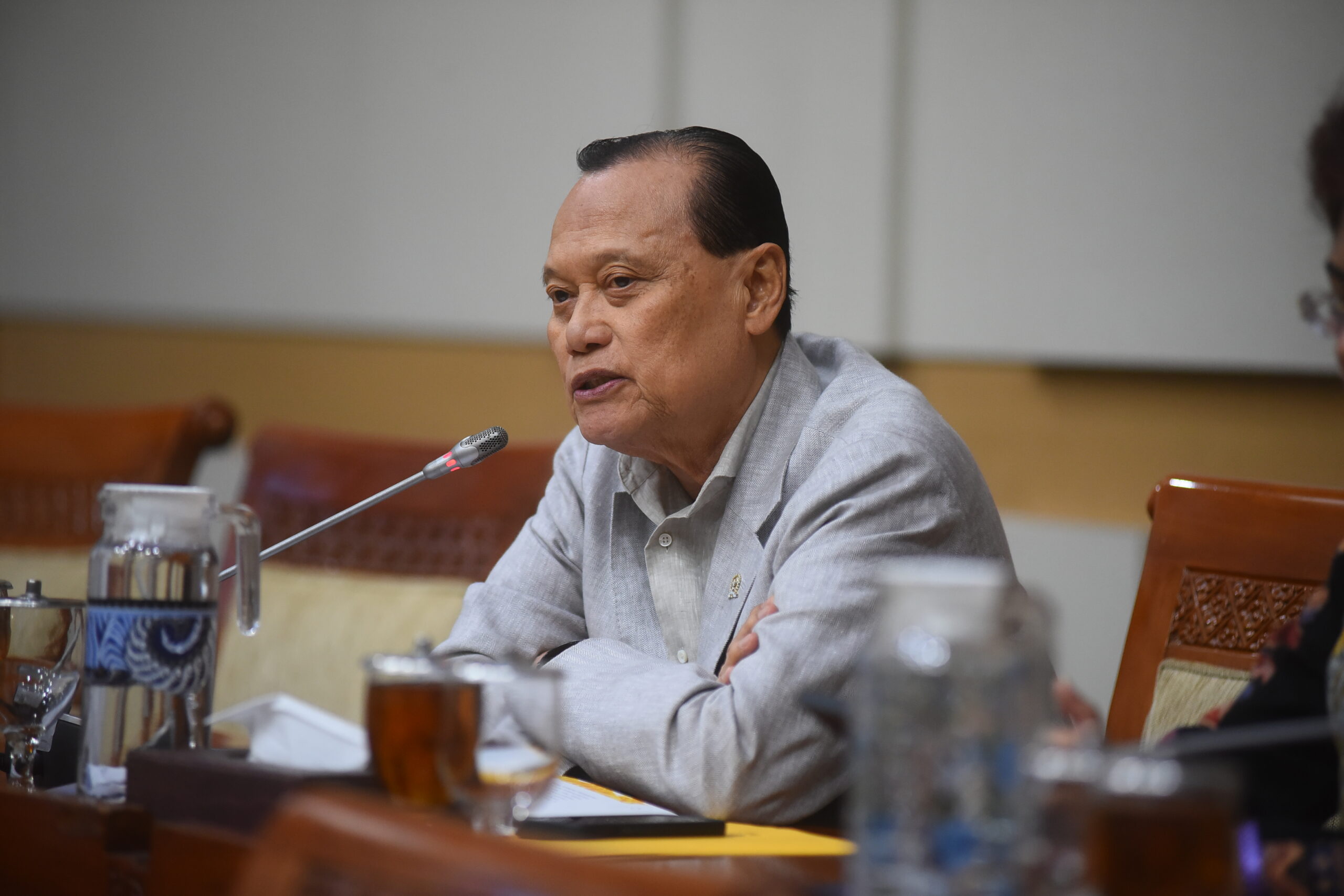 Anggota Komisi III DPR RI Adang Daradjatun dalam Rapat Kerja Komisi III DPR RI dengan Kepala BNN Suyudi Ario Seto beserta Kepala BNNP seluruh Indonesia di Senayan, Jakarta, Selasa (03/02/2026). Foto: Dep/Mahendra.