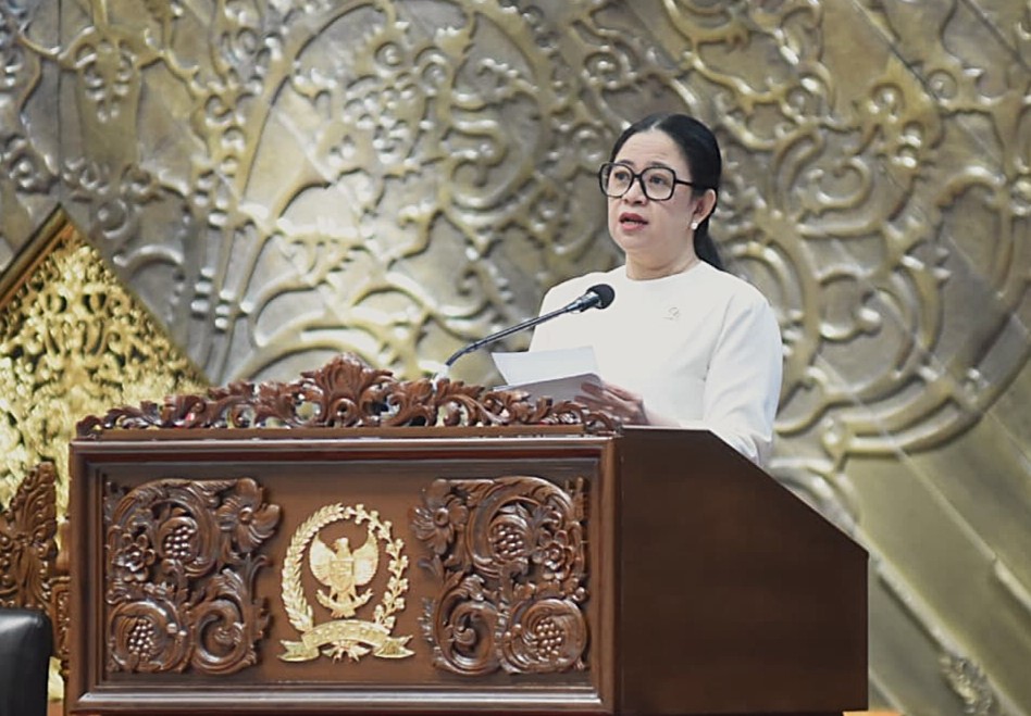 Ketua DPR RI Puan Maharani dalam Pidato Rapat Paripurna DPR RI ke-14 Penutupan Masa Persidangan III Tahun Sidang 2025-2026 di Gedung Nusantara II, Senayan, Jakarta, Kamis (19/2/2026). Foto : Jaka/Andri.
