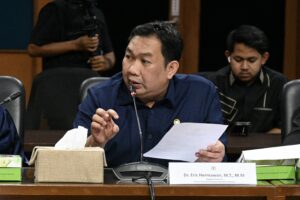 Anggota Komisi XI DPR RI, Eric Hermawan, saat mengikuti kunjungan kerja reses Komisi XI DPR ke Padang, Sumatera Barat, Jumat (20/2/2026). Foto: Yasmin/Alma.