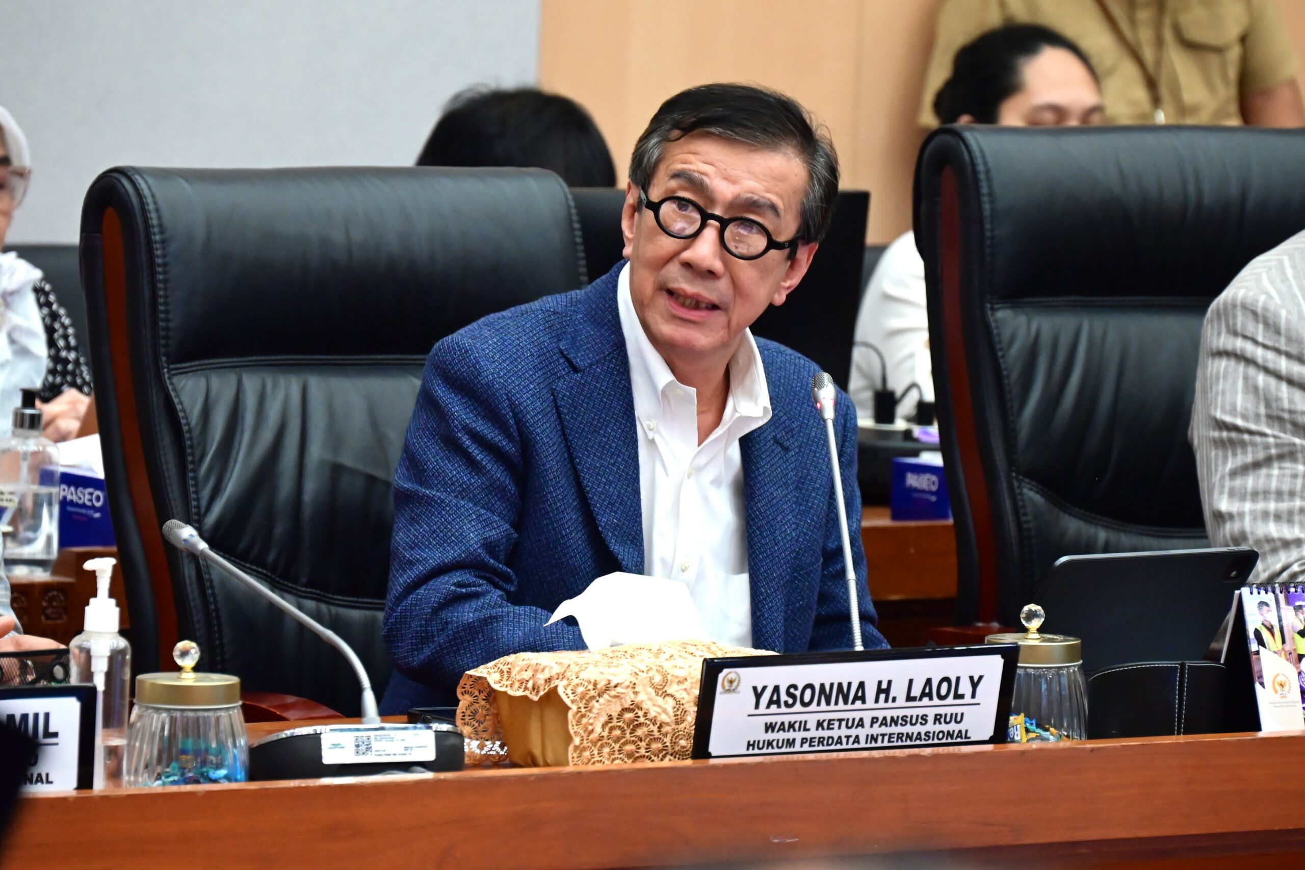 Wakil Ketua Pansus RUU HPI DPR RI, Yasonna Laoly dalam rapat Pansus di Gedung Nusantara I, Senayan, Jakarta, Rabu (11/3/2026). Foto: Septamares/Mahendra.